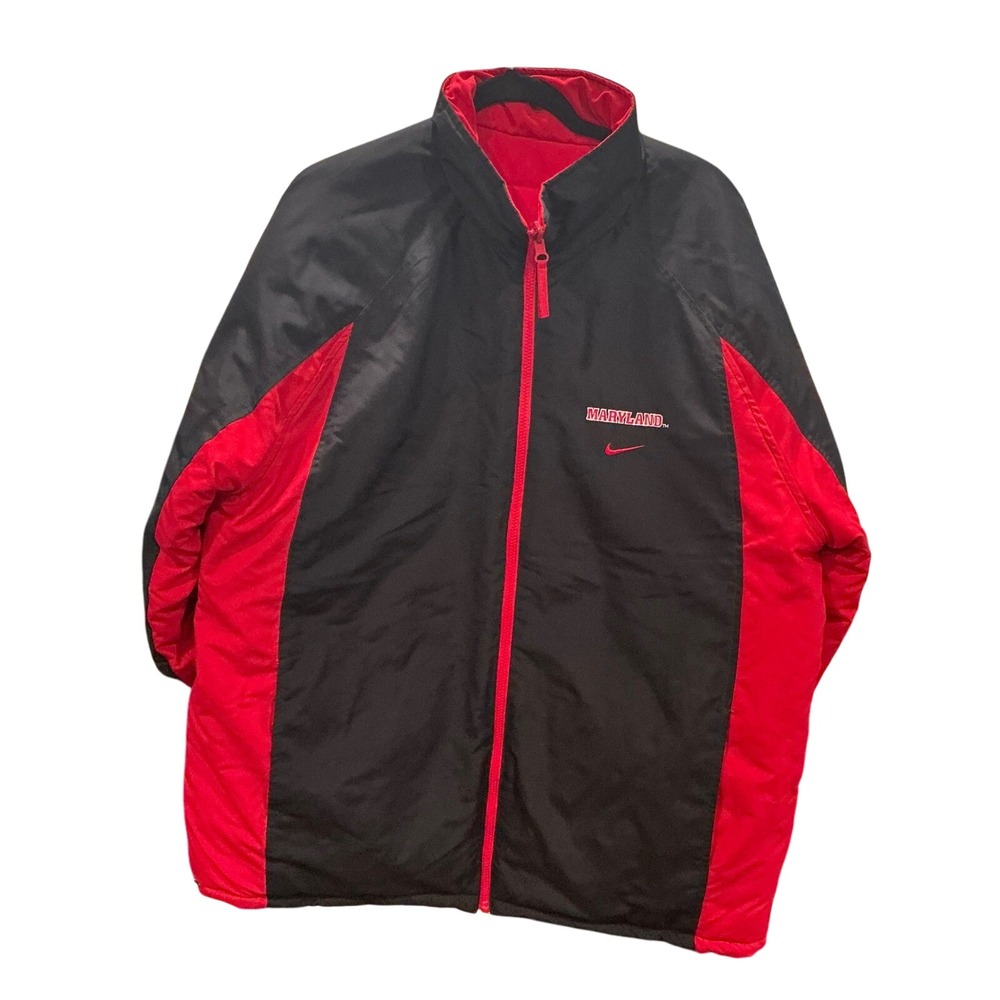 Nike Maryland Terrapins Jacket Reversible Puffer Coat Black Red‎